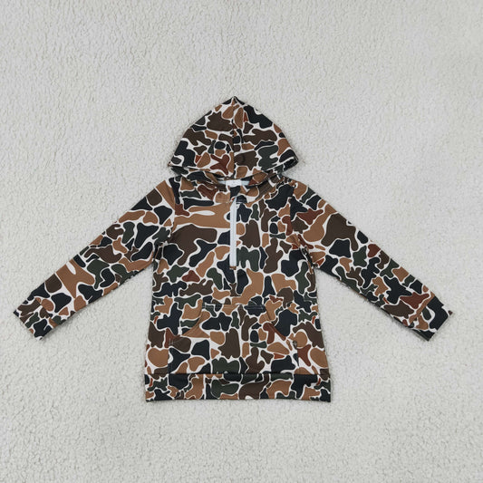 BT1851 Dark Camo Hoodie Kids Dark Camo Full Zip Long Sleeve Hooded Top 202607 RTS