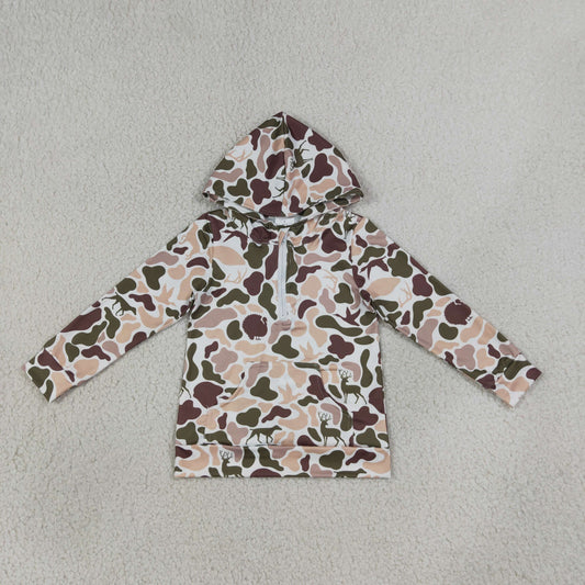 BT1852 Light Camo Hoodie Toddler Light Camo Print Zip Up Hoodie Sweatshirt 202608 RTS