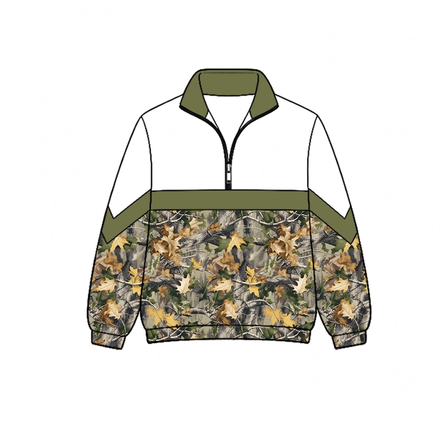BT1867 green Colors Fall Leaf Camo Color Block Half Zip BOY Kids Pullover 202627 preorder