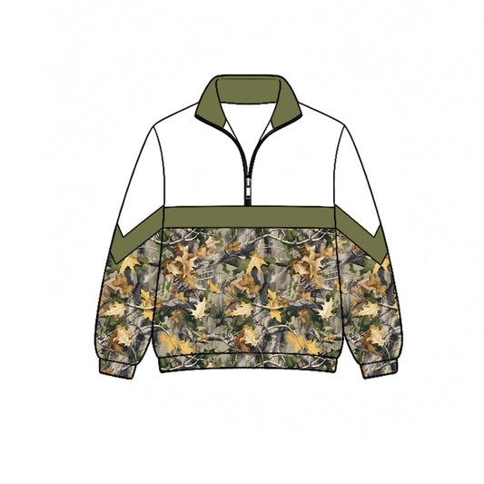 BT1867 green Colors Fall Leaf Camo Color Block Half Zip BOY Kids Pullover 202627 preorder