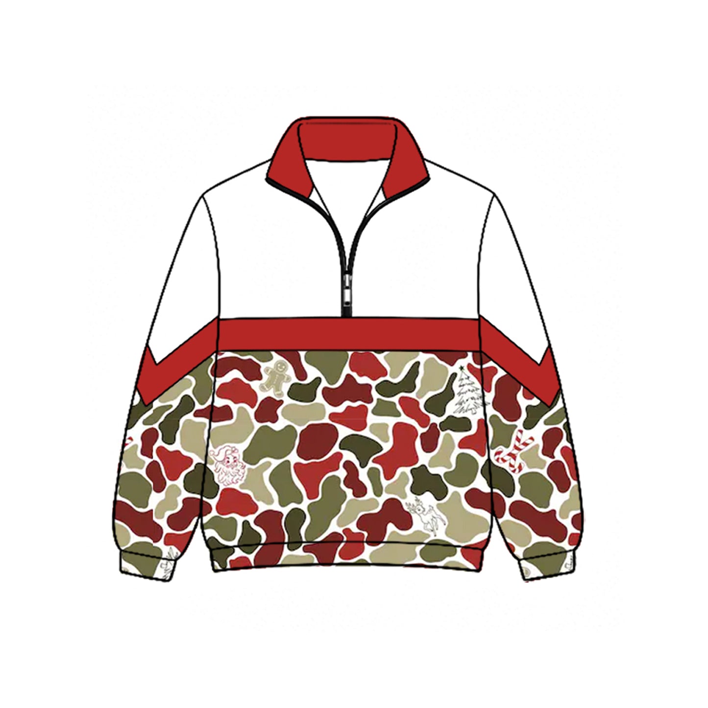 BT1869 Red Collar Color Block Xmas Camo Half Zip Pullover BOY 202627 preorder