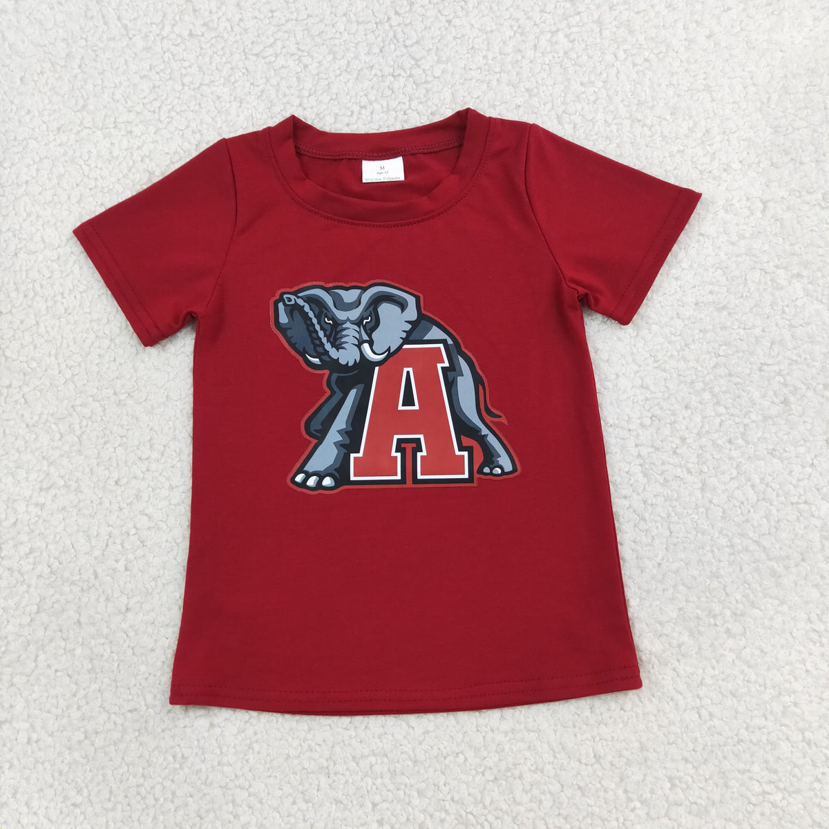 NO MOQ RTS BT1883-vinyl Baby Boy Clothes Alabama Elephant Graphic Print Short Sleeve Tee 202609