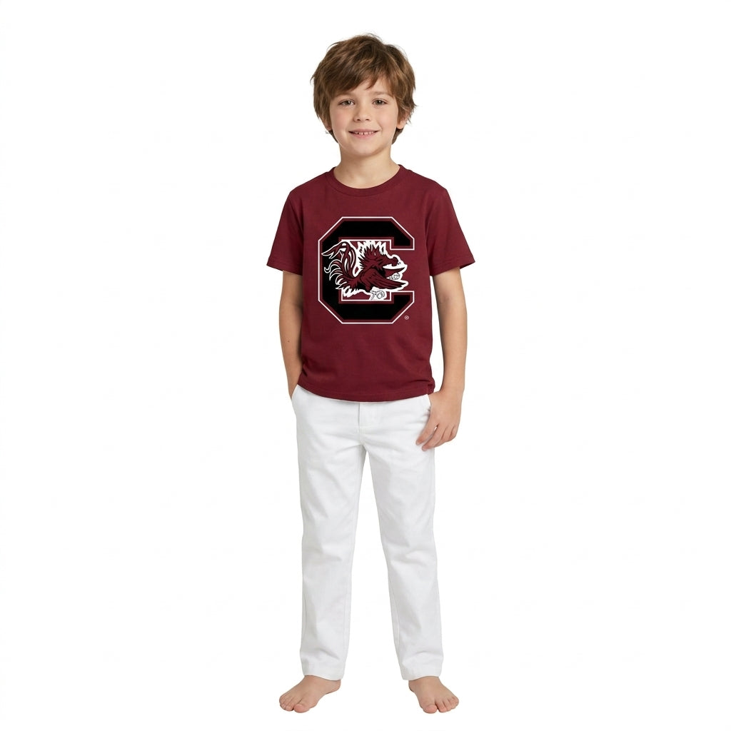 NO MOQ RTS BT1887-vinyl Baby Boy Clothes South Carolina Gamecock Graphic Print Short Sleeve Tee 202609