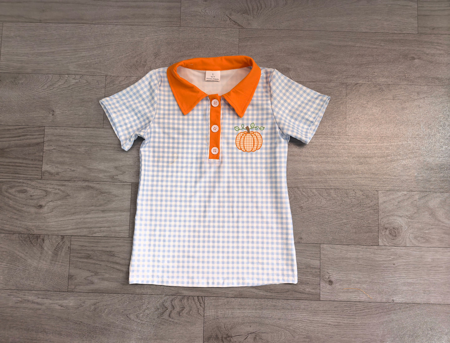 BT1891 embroidery plaid pumpkin western boy top 202608 RTS