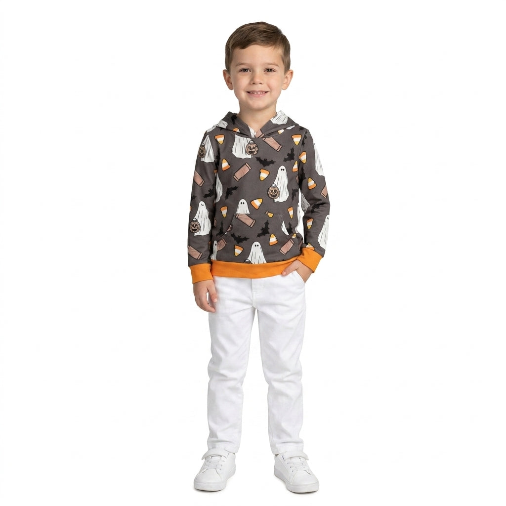 NO MOQ RTS BT1898 Baby Clothes Ghost Bat Candy Corn Print Hooded Sweatshirt 202609