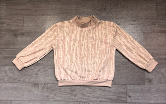 Sample-Real Pics BT1918 Baby Boy Clothes Neutral Camo Allover Print Long Sleeve Mock Neck Sweatshirt