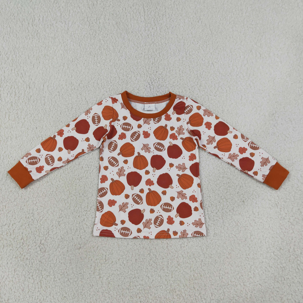 NO MOQ RTS BT1928 Baby Boy Clothes Pumpkin Apple Football Fall Leaf Print Long Sleeve Top 202609