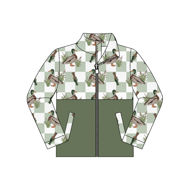 Preorder Yawoo BT1930 Boys Fall Full Zip Camo Hunting Print Color Block Stand Collar Jacket 202608