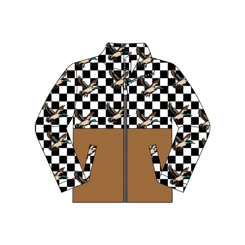 Preorder Yawoo BT1930 Boys Fall Full Zip Camo Hunting Print Color Block Stand Collar Jacket 202608