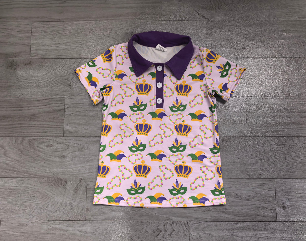 Sample-Real Pics BT1960 Baby Girl Clothes Fruit Floral All Over Print Short Sleeve Collar Polo Dress
