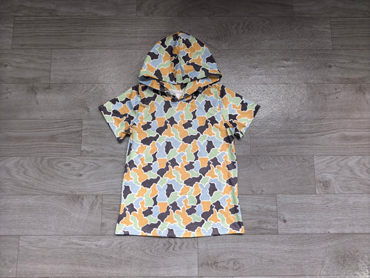 Sample-Real Pics BT1963 Baby Girl Clothes Easter Bunny Camo Allover Print Short Sleeve