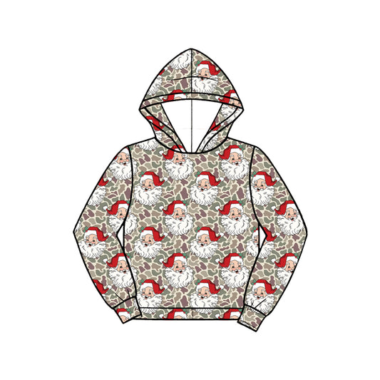 Preorder BT1972 Baby Boy Clothes Vintage Santa Camo Christmas Print Long-sleeve Hoodie