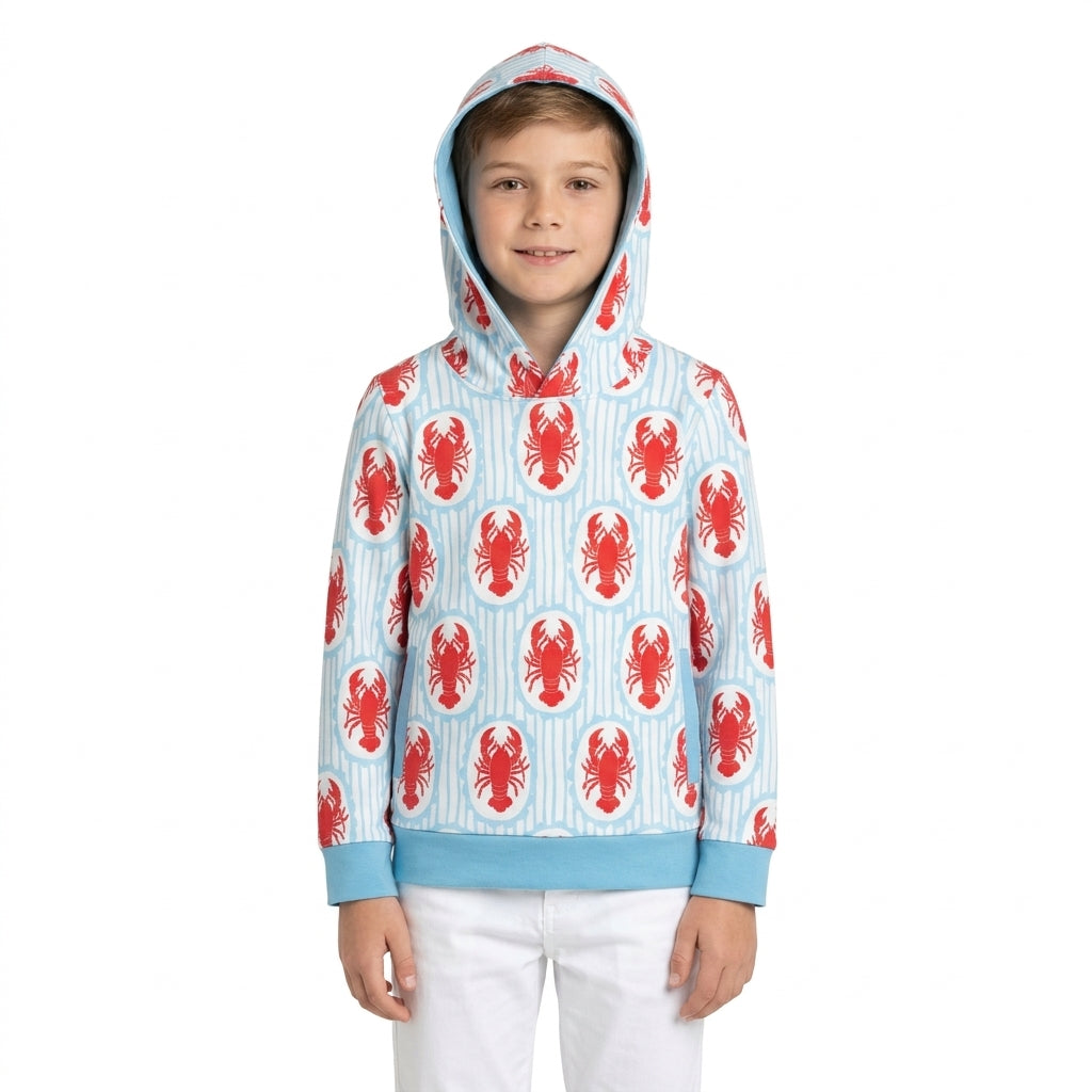 NO MOQ RTS BT1974 Baby Boy Clothes Red Crawfish Striped Print Long Sleeve Hoodie Top 202610