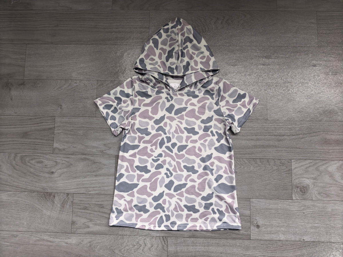 Sample-Real Pics BT1988 Baby Girl Clothes Pastel Floral Print Short Sleeve Hooded Tee