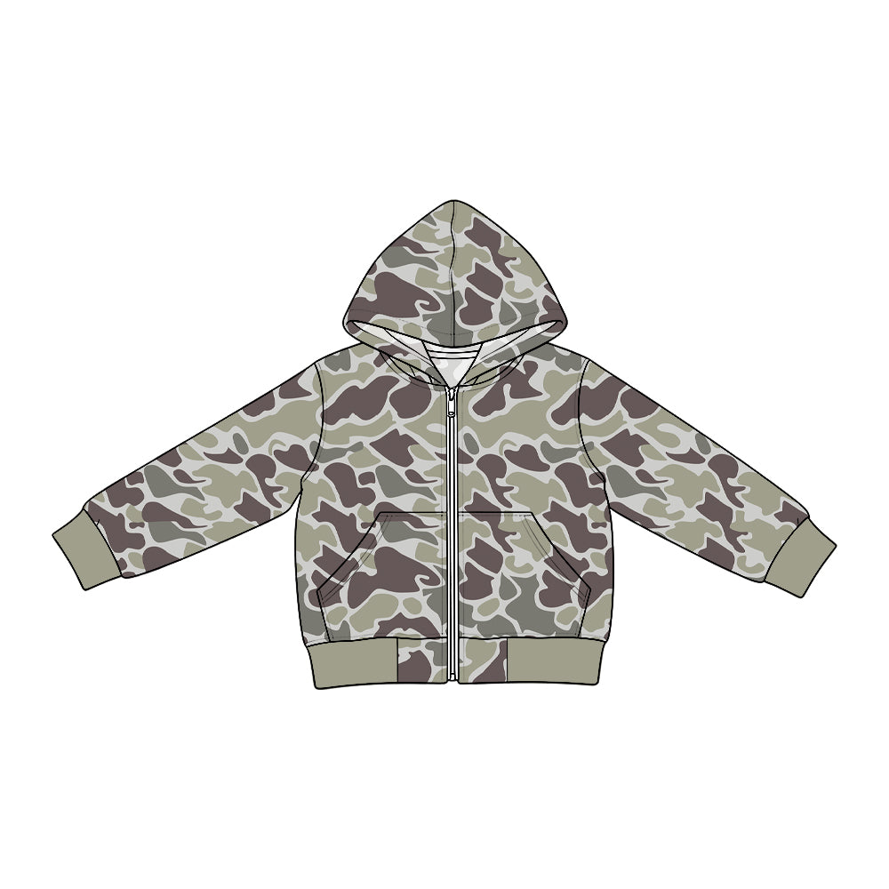 Preorder (moq 5) BT2009 Baby Boy Clothes Desert Hunting Camo Print Long Sleeve Hooded Zip Jacket