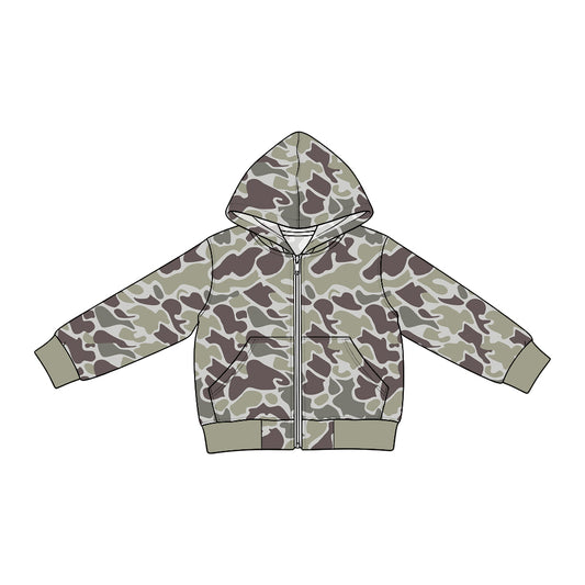 Preorder (moq 5) BT2009 Baby Boy Clothes Desert Hunting Camo Print Long Sleeve Hooded Zip Jacket