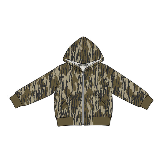 Preorder (moq 5) BT2010 Baby Boy Clothes Dark Hunting Camo Print Long Sleeve Hooded Zip Jacket