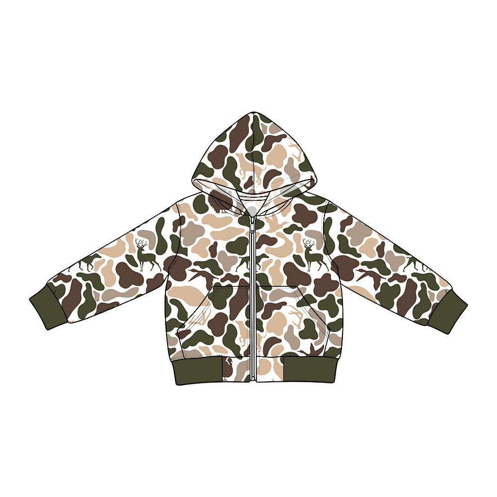 Preorder (moq 5) BT2016 Baby Boy Clothes Cream Hunting Camo Print Long Sleeve Hooded Zip Jacket