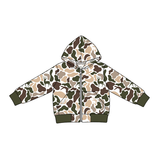 Preorder (moq 5) BT2016 Baby Boy Clothes Cream Hunting Camo Print Long Sleeve Hooded Zip Jacket