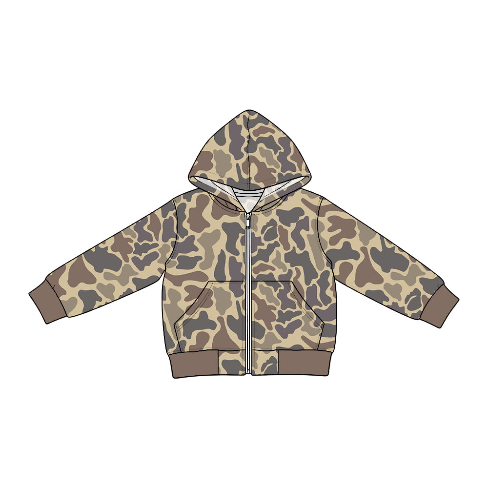 Preorder (moq 5) BT2019 Baby Boy Clothes Dark Desert Hunting Camo Print Long Sleeve Hooded Zip Jacket