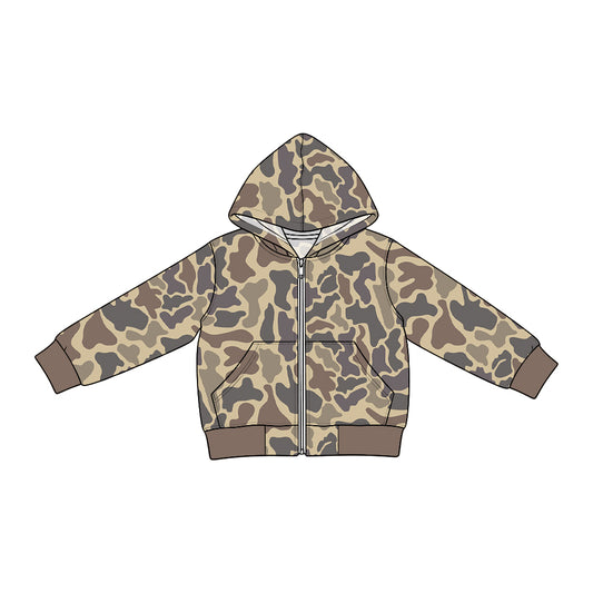 Preorder (moq 5) BT2019 Baby Boy Clothes Dark Desert Hunting Camo Print Long Sleeve Hooded Zip Jacket