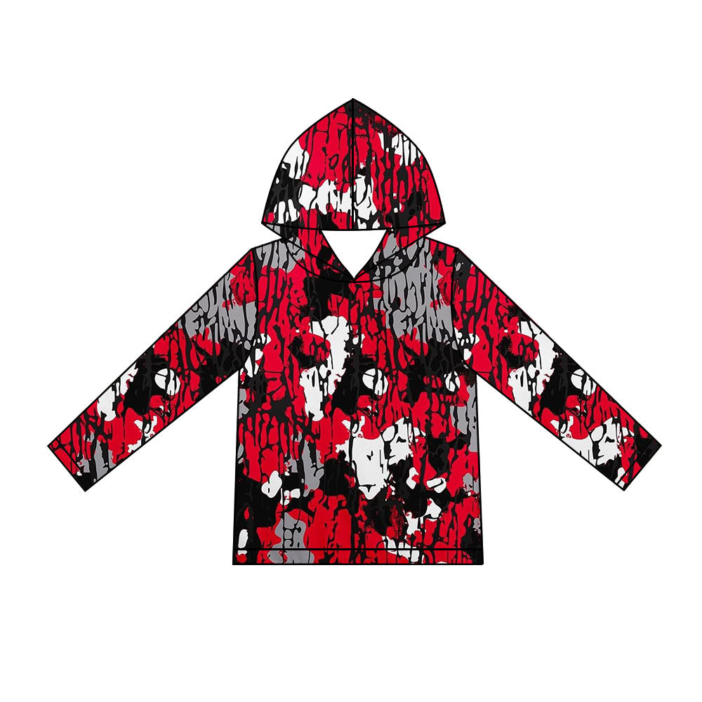 Preorder (moq 5) BT2026 Baby Boy Clothes Red Hunting Camo Print Long Sleeve Hooded Tee