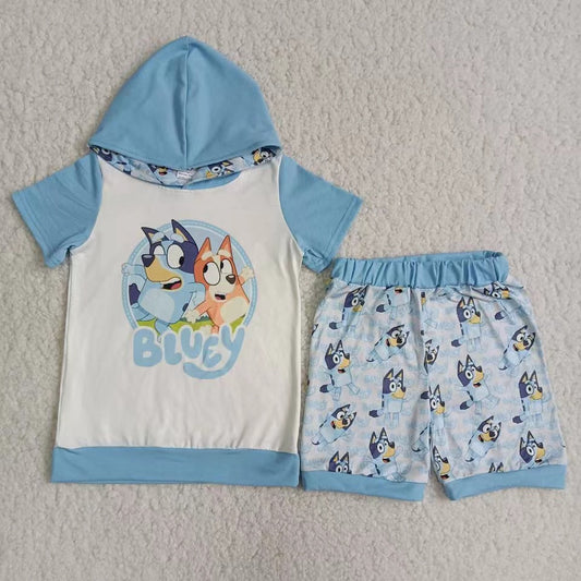 C1-2 RTS blue dog hoodie shorts summer boy outfits 20230811 RTS