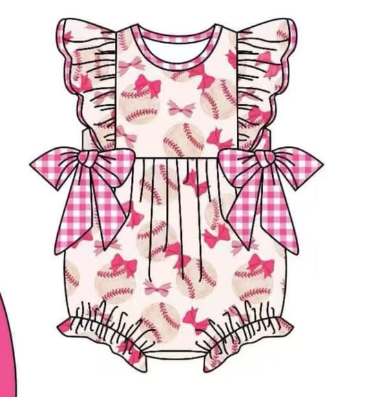 SR2355 preorder bow baseball girl romper 202411