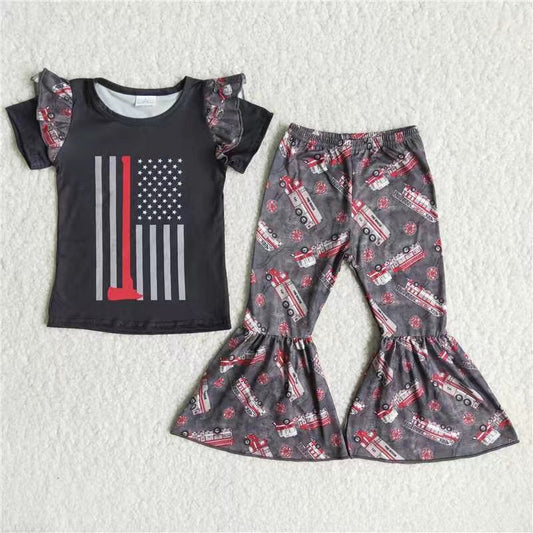 promotion price fire fighting C7-24 western short sleeve girl outfit