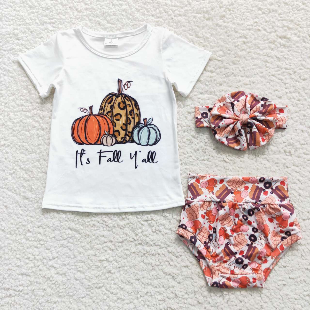 GBO0182 halloween pumpkin girl bummies outfit short sleeve RTS 20230901