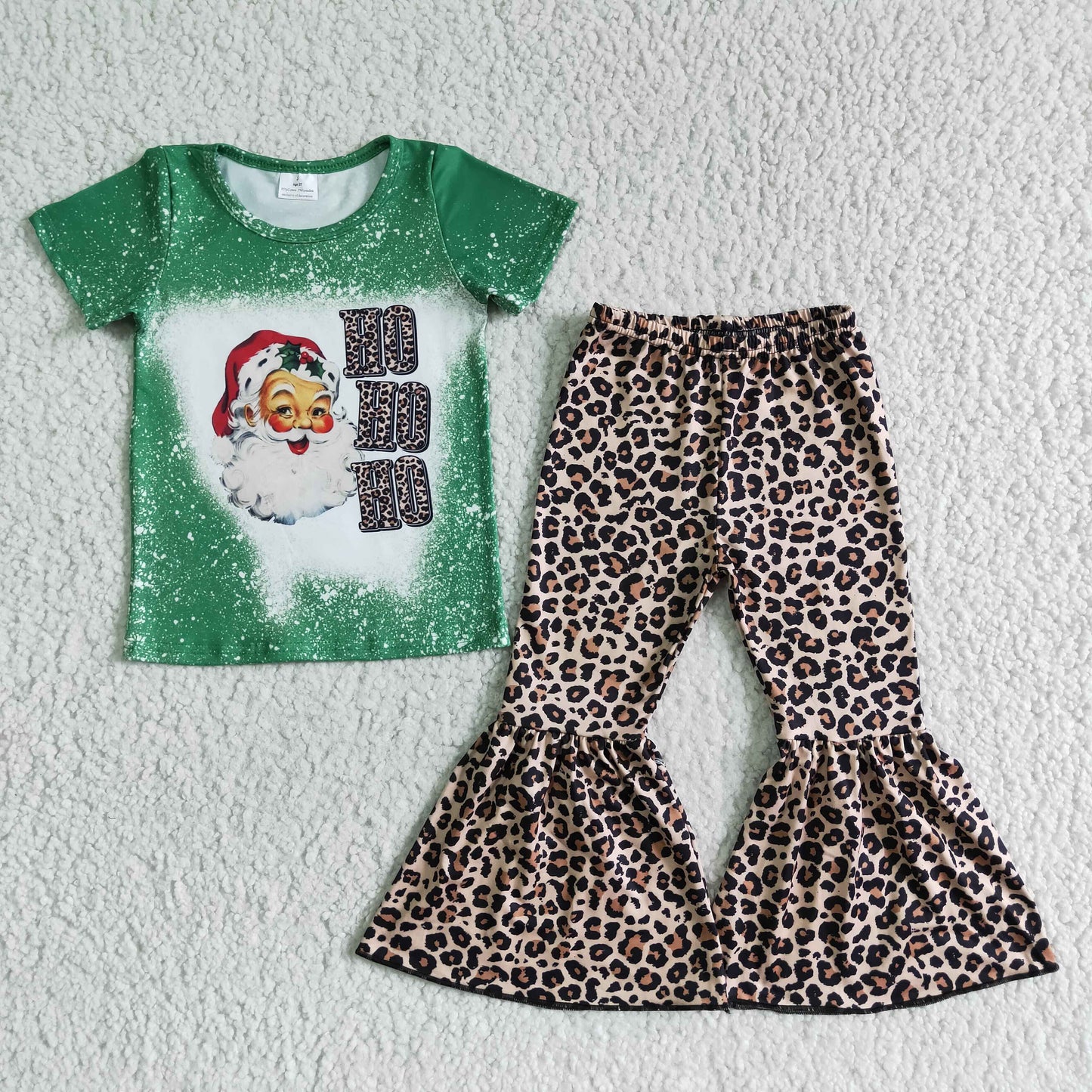 promotion D1-5 RTS christmas Santa Claus green hoho leopard print short sleeve long pants outfits 20230615 rts