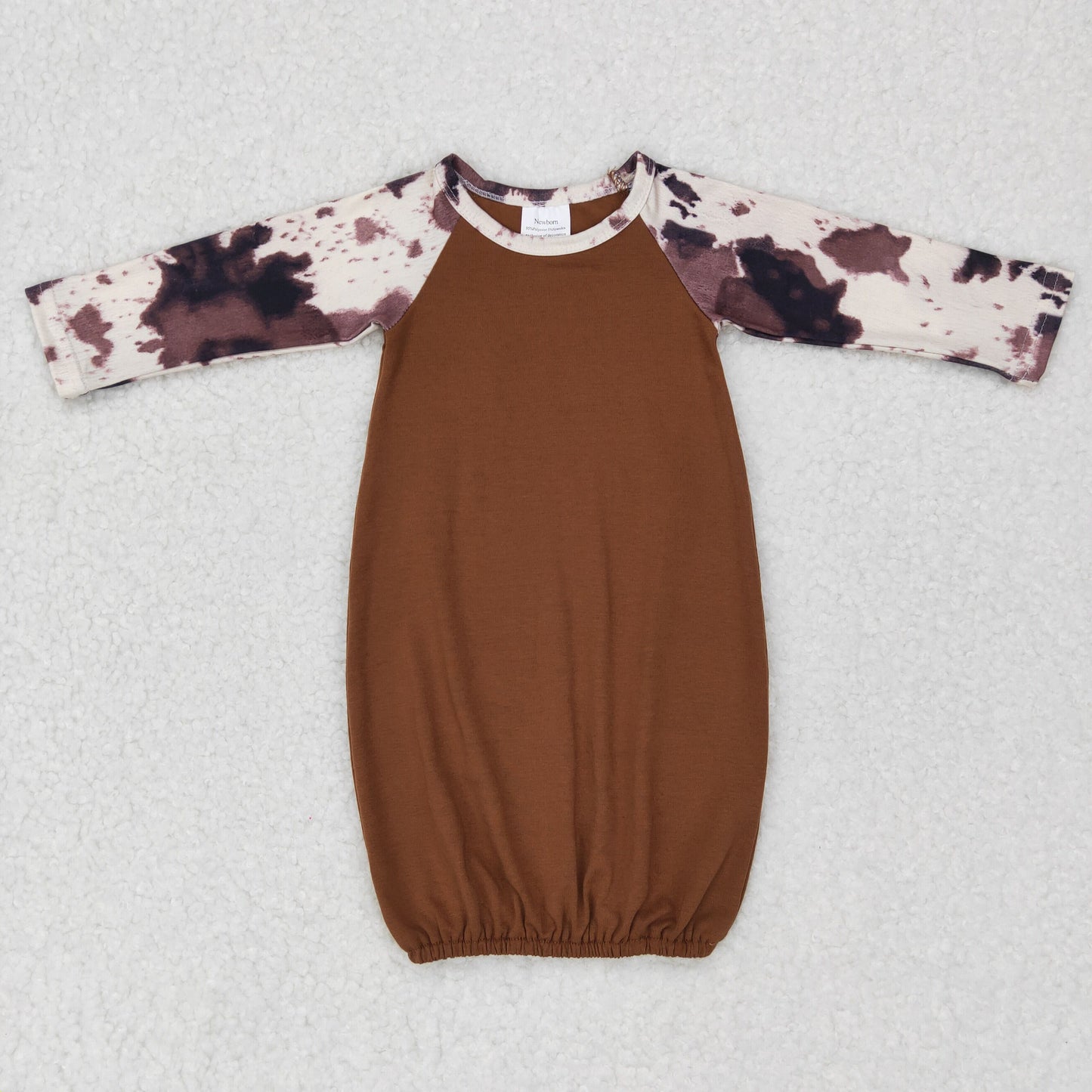 NB0023  you can choose beanie or not western cow long brown sleeve girl gown 20231011