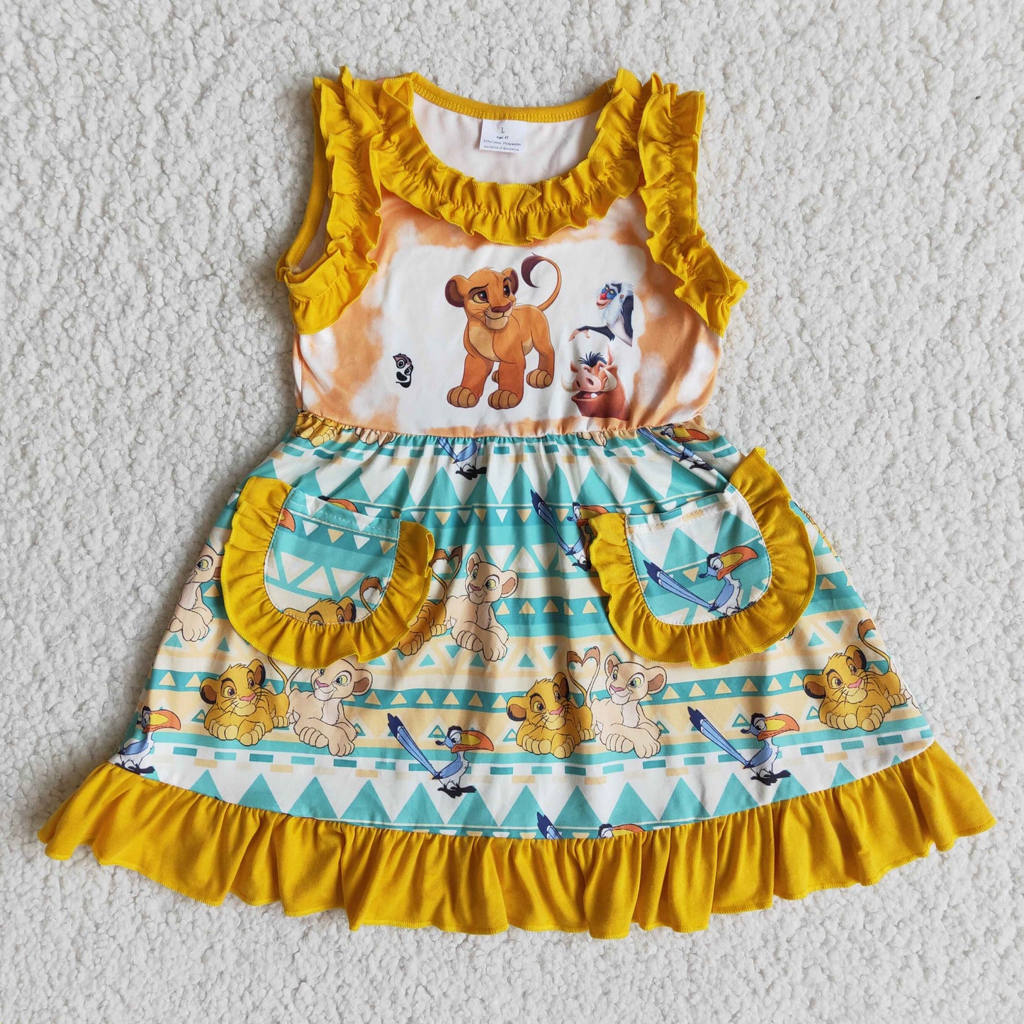 promotion E13-5 Cartoon lions  short sleeve girl dress 20230505 RTS