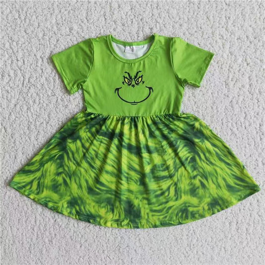 promotion E3-3 RTS short sleeve cartoon green grin girl dress 20230511