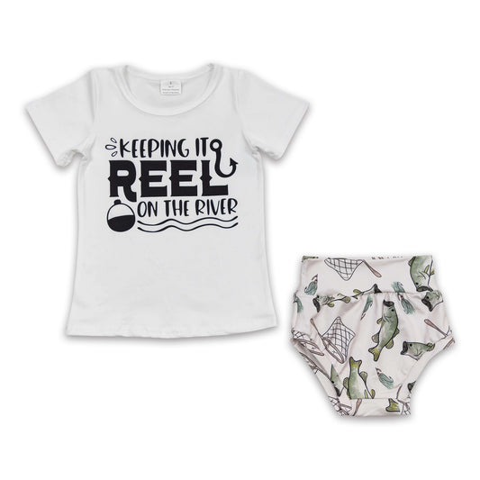 promotion  GBO0087 river fish summer boy girl bummies outfit 20250607