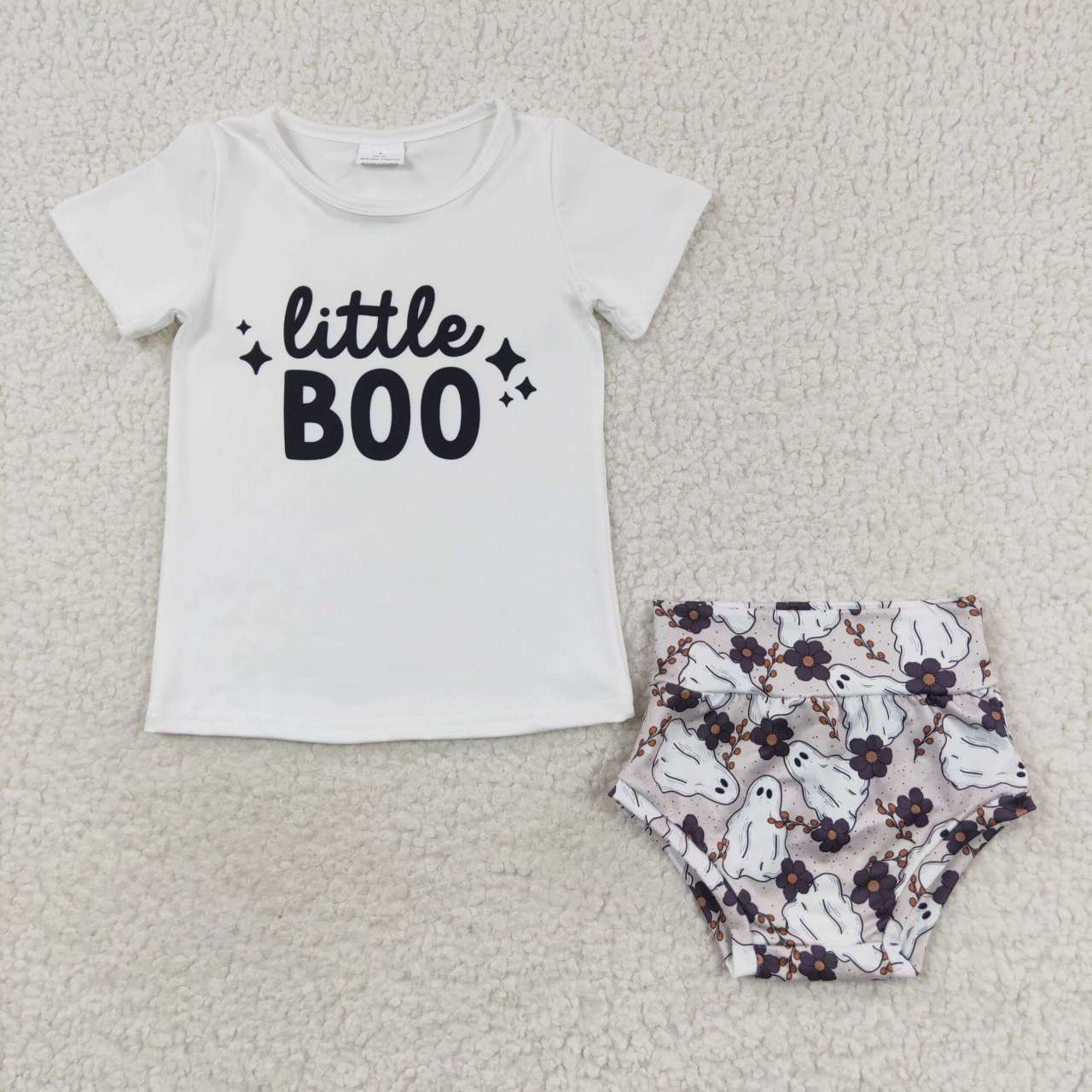 GBO0175 Little boo short sleeve girl bummies outfit  without pants 20230926 RTS