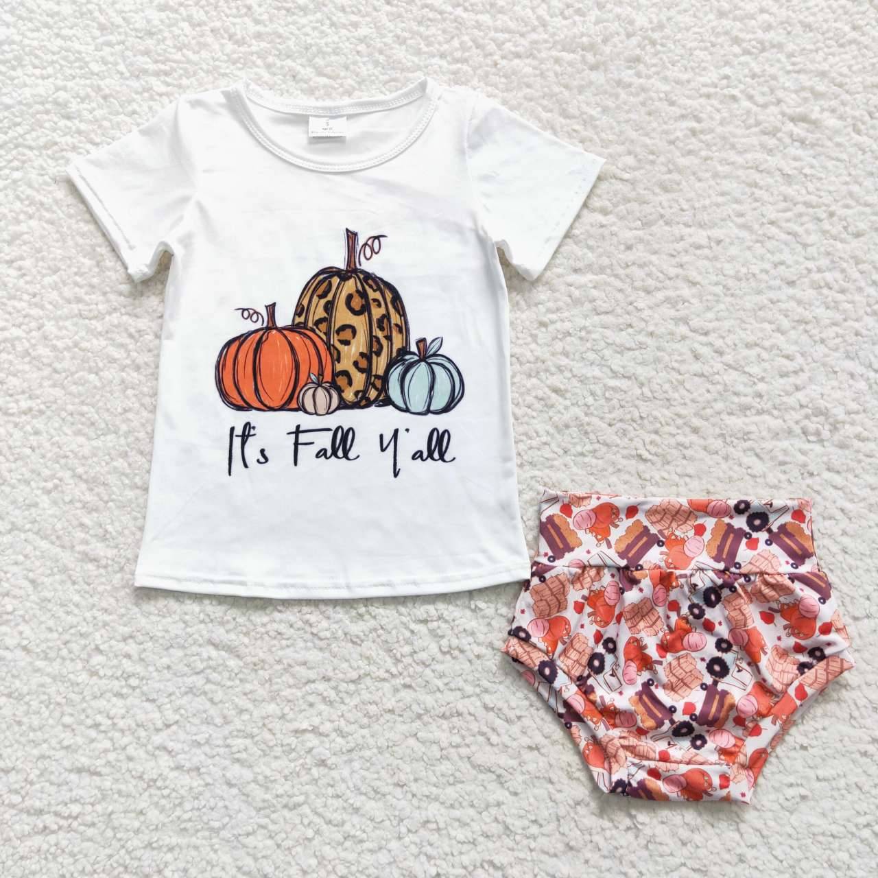 GBO0182 halloween pumpkin girl bummies outfit short sleeve RTS 20230901