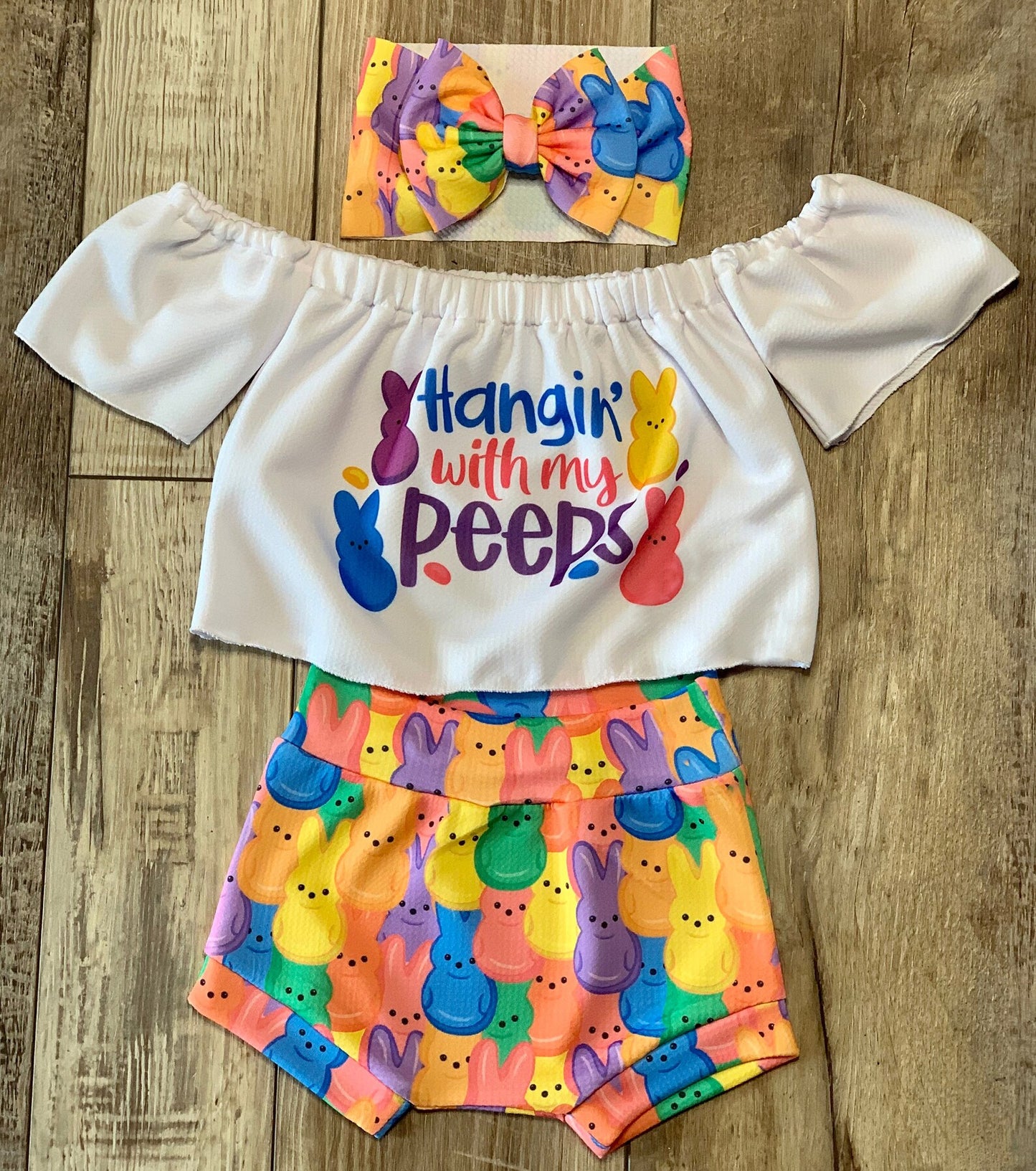 GBO0195 Easter rabbit short sleeve girl shorts outfit RTS 20231106