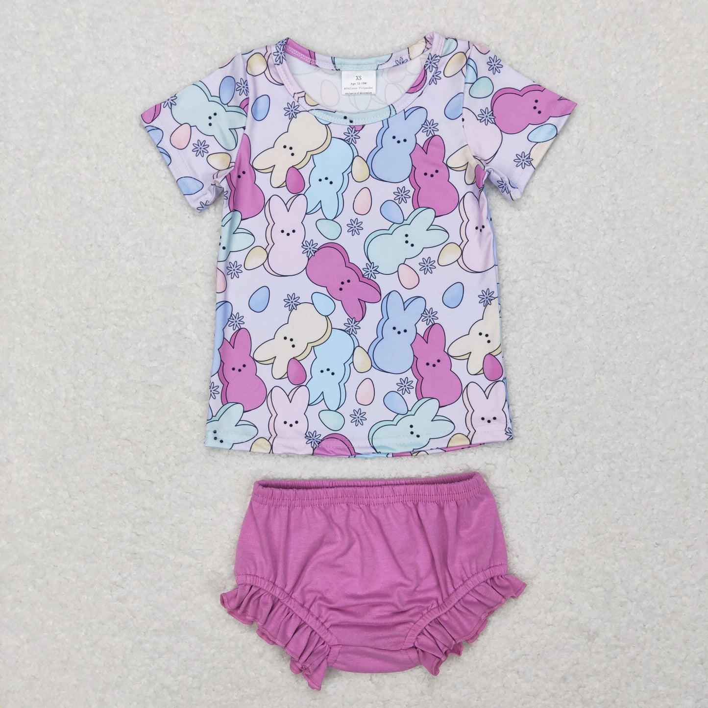 GBO0197  short sleeve bunny Easter purple girl  bummies  outfit 20231121 RTS