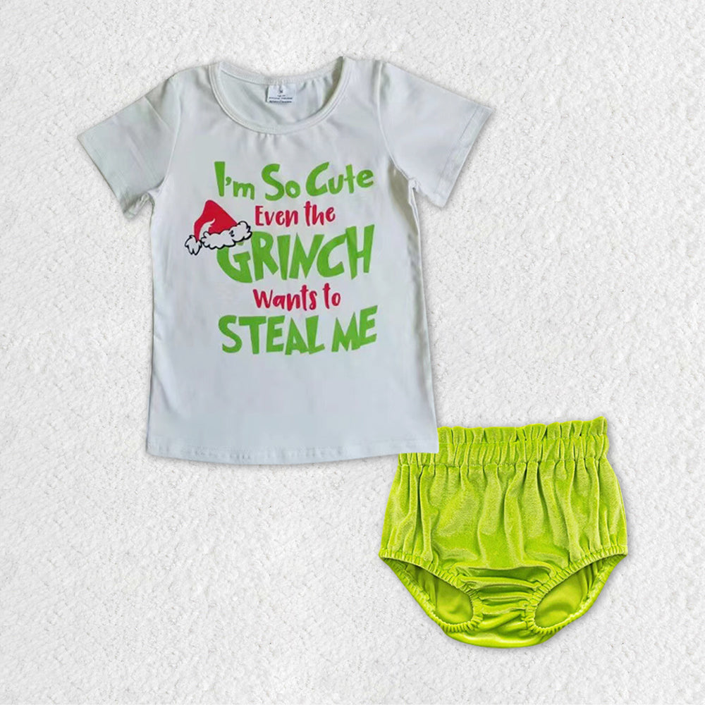 GBO0206组合 Christmas grinch short sleeve bummies girl outfit 202301103 RTS