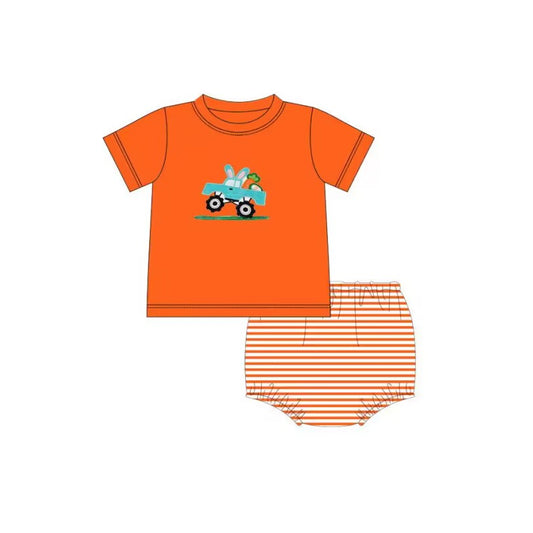 GBO0233 western bunny Easter car short sleeve boy shorts outfit preorder 20231130