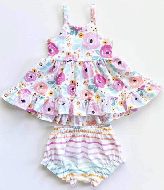 GBO0298 preorder  flowers bow girl shorts girl bummies outfit 202402