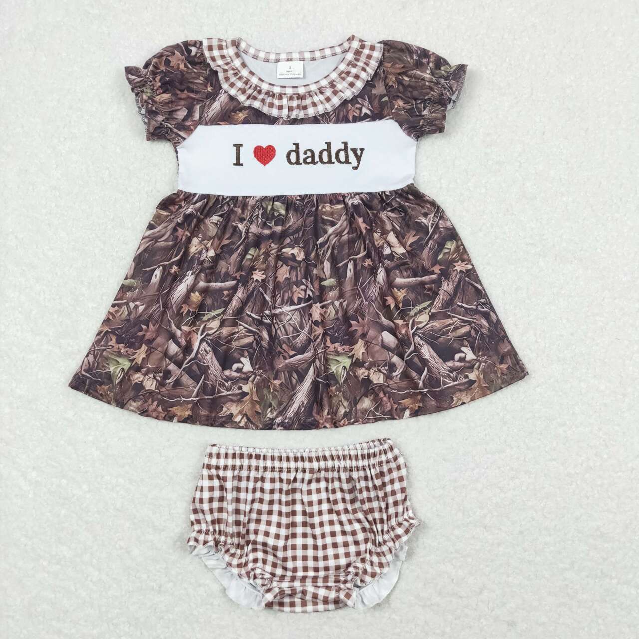 GBO0320 embroidery camo love dad shorts summer girl outfit 202405 sibling