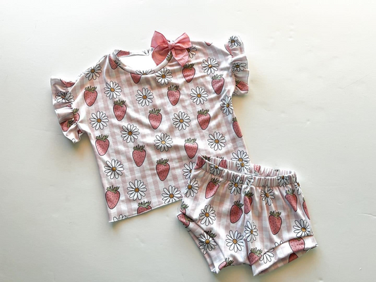 GBO0392 flower strawberry  preorder shorts summer girl outfit 202404