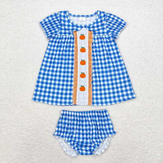 pumpkin embroidery GBO0431 sibling   shorts summer girl bummie outfit 202408 RTS