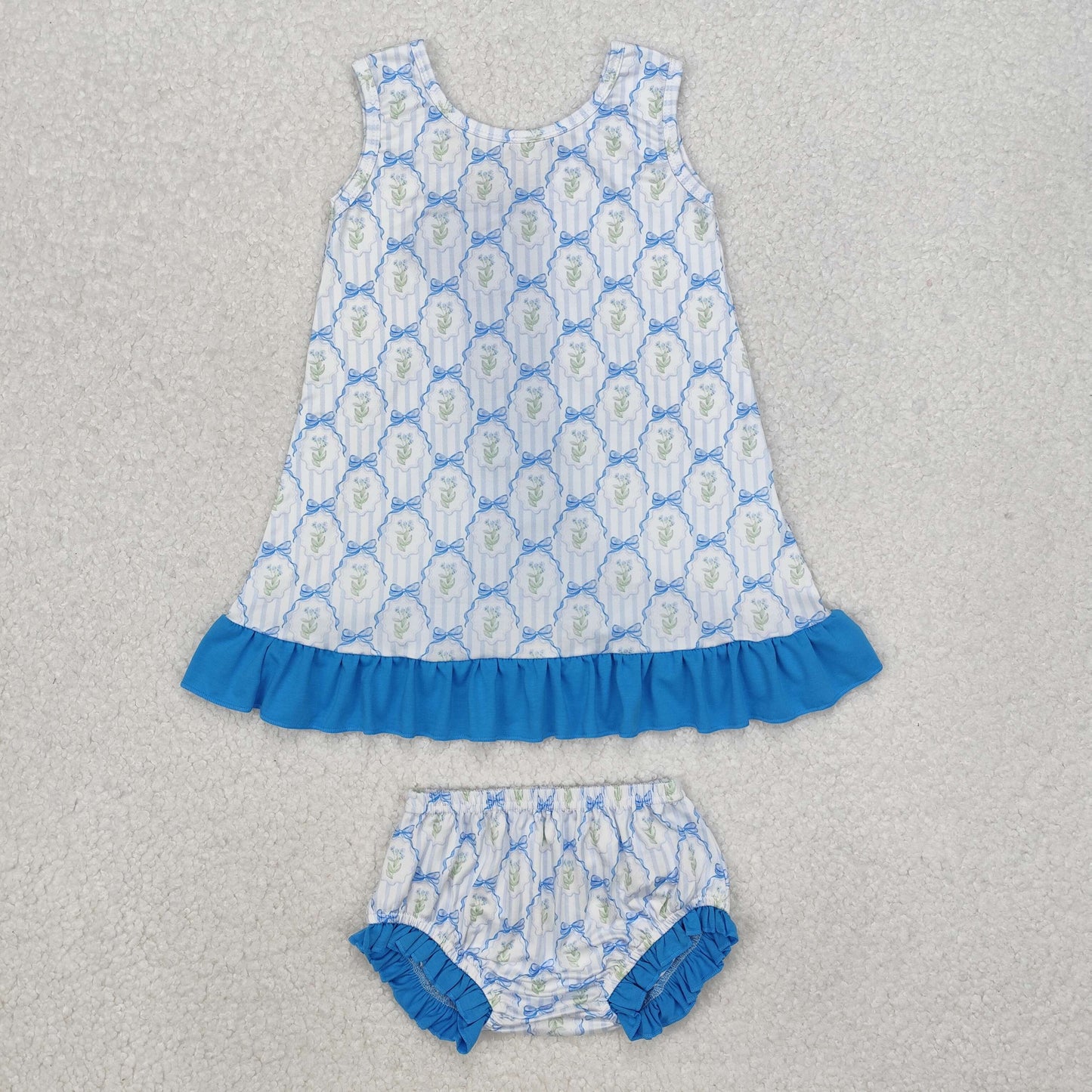 GBO0450  blue bow bummies shorts summer girl outfit 202412 RTS