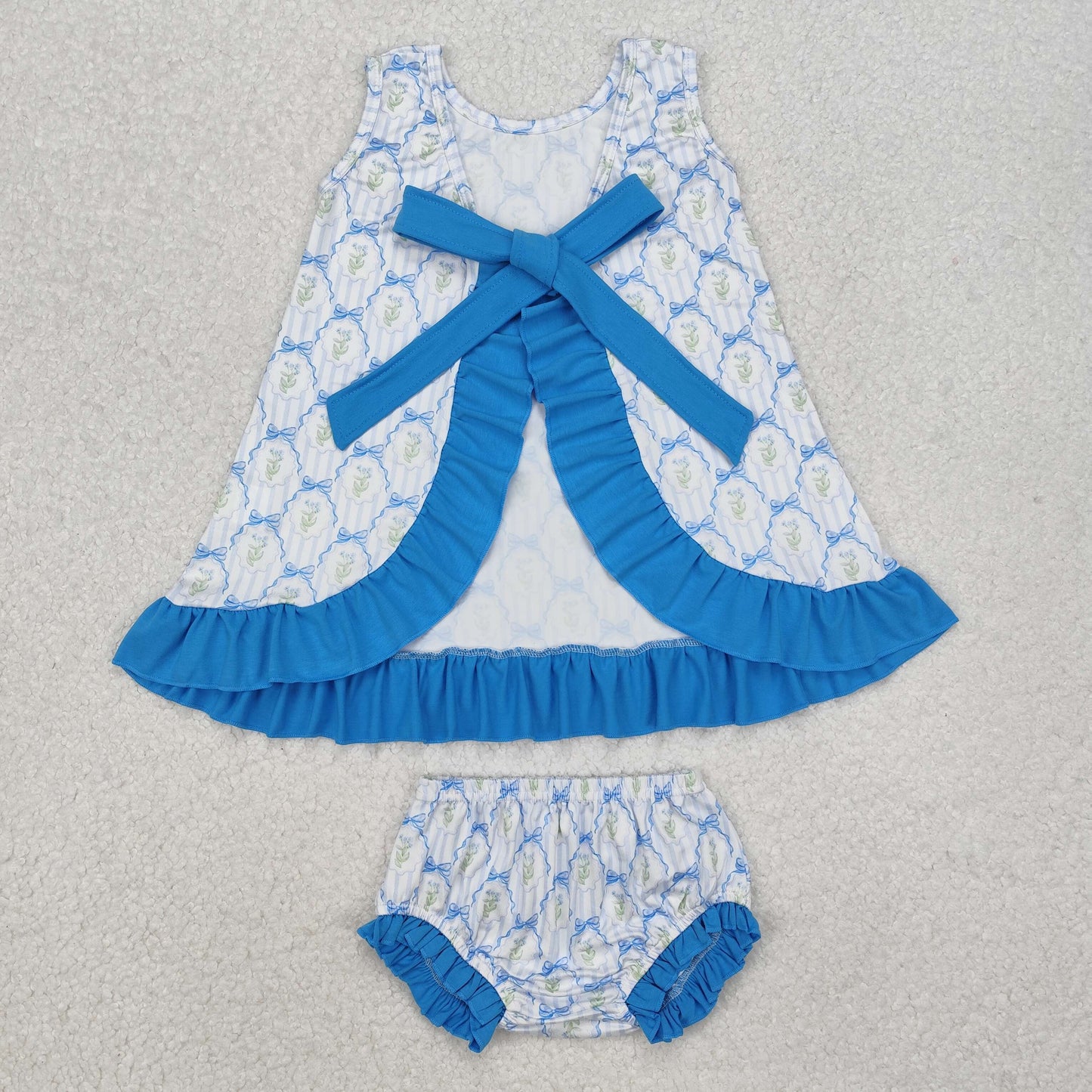 GBO0450  blue bow bummies shorts summer girl outfit 202412 RTS