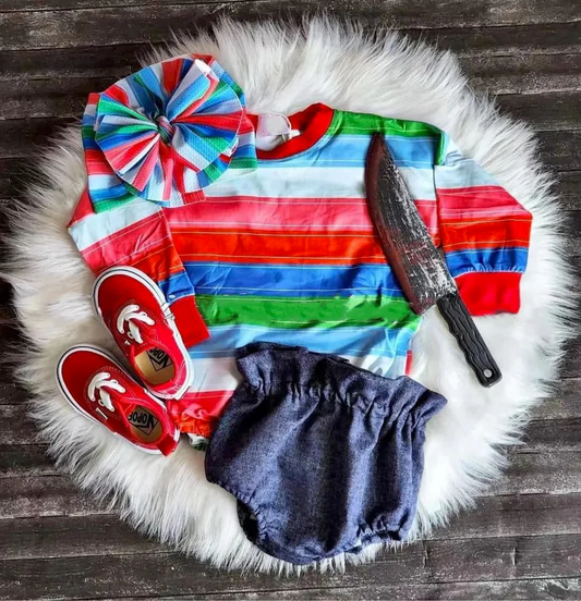 GBO0479 stripe shorts summer girl  bummies outfit 202508 preorder