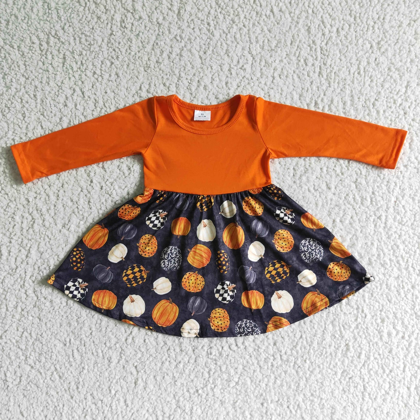 202410 Promotion GLD0011 RTS new  black long sleeve orange pumpkin girl gauze dress helloween 202410