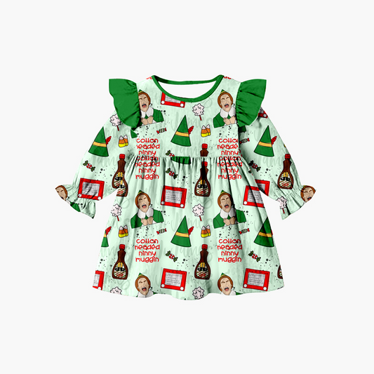 GLD0202 Christmas cartoon long sleeve girl dress preorder 20230505 RTS